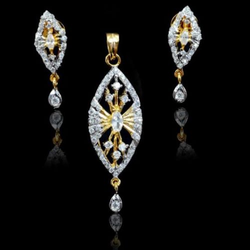 American Diamond Locket Set-ADL6J