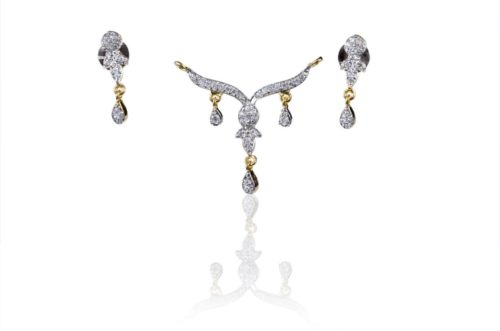 American Diamond Locket Set-ADL7J