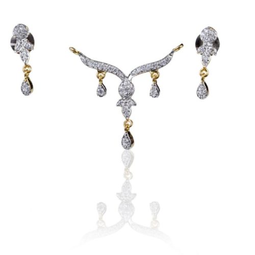 American Diamond Locket Set-ADL7J