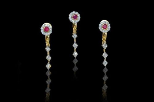 American Diamond Locket Set-ADL34J